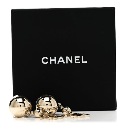 Chanel Metal CC Single Bead Drop Earrings  Gold 6 of 6