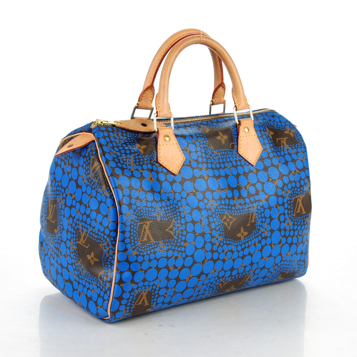 Louis Vuitton Monogram Kusama Town Speedy 30 Blue 3 of 8
