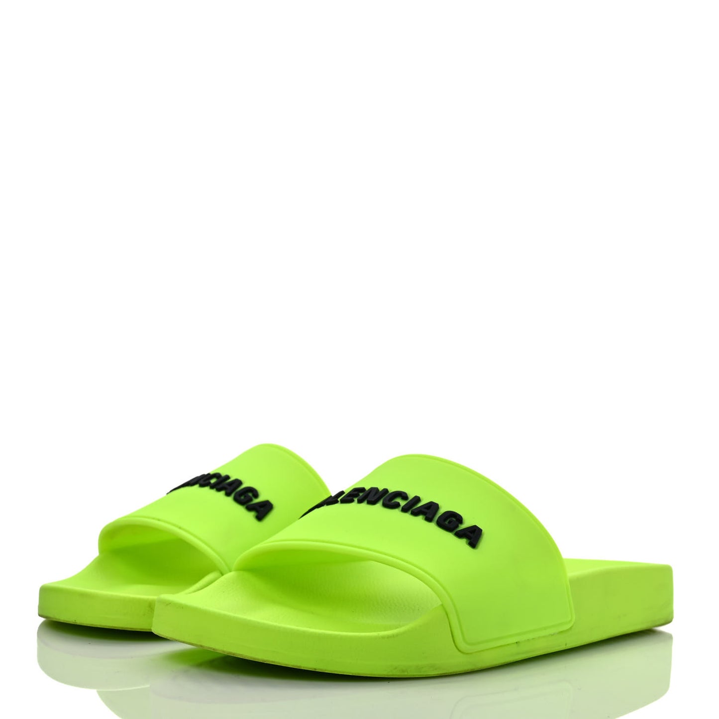 Smooth Rubber Logo Bi-Color Womens Pool Slide Sandals 38 Fluo Yellow Black