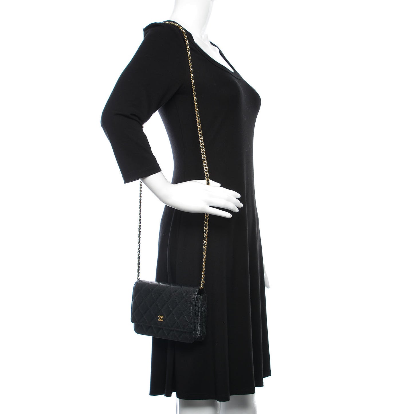 Caviar Quilted Wallet On Chain WOC Black