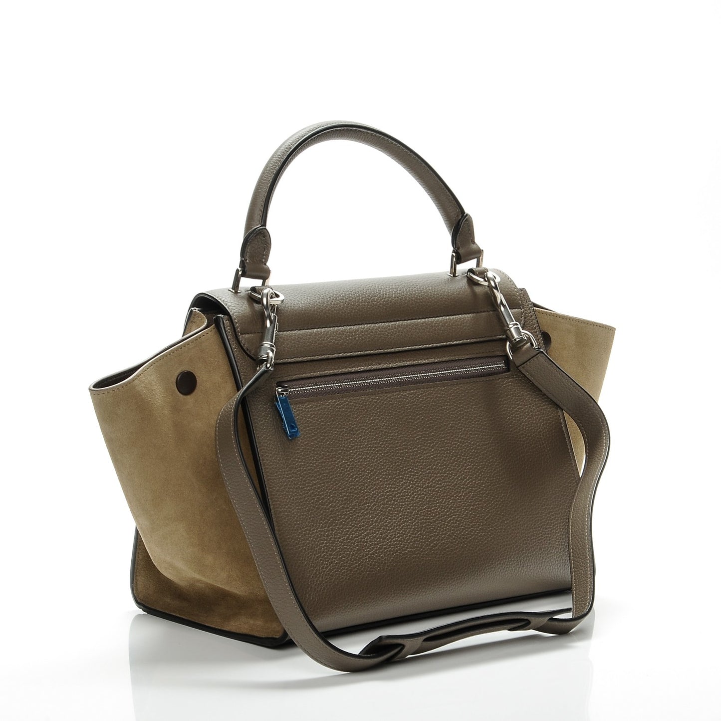 Drummed Calfskin Suede Small Trapeze Souris
