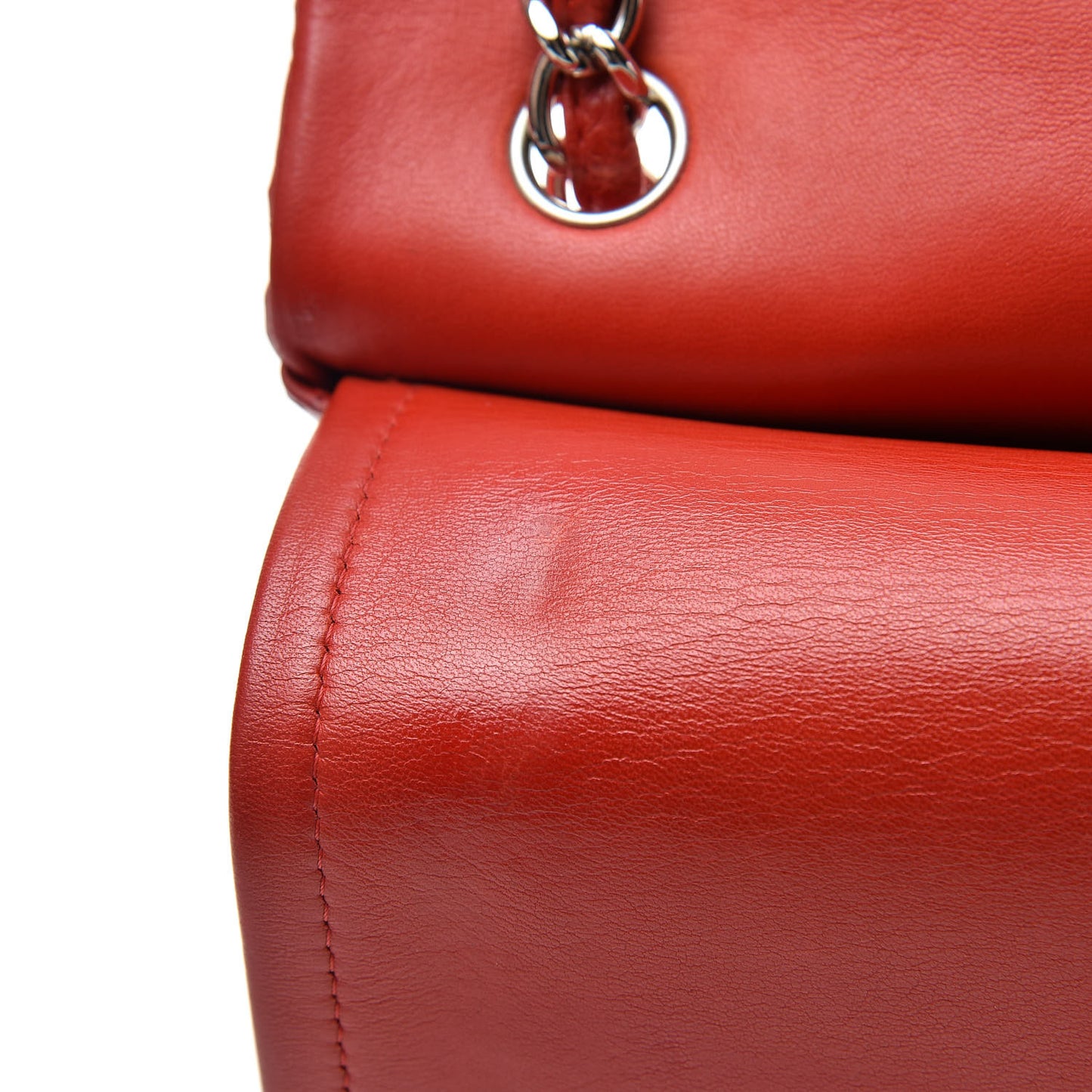 Lambskin Quilted Jumbo Double Flap Red