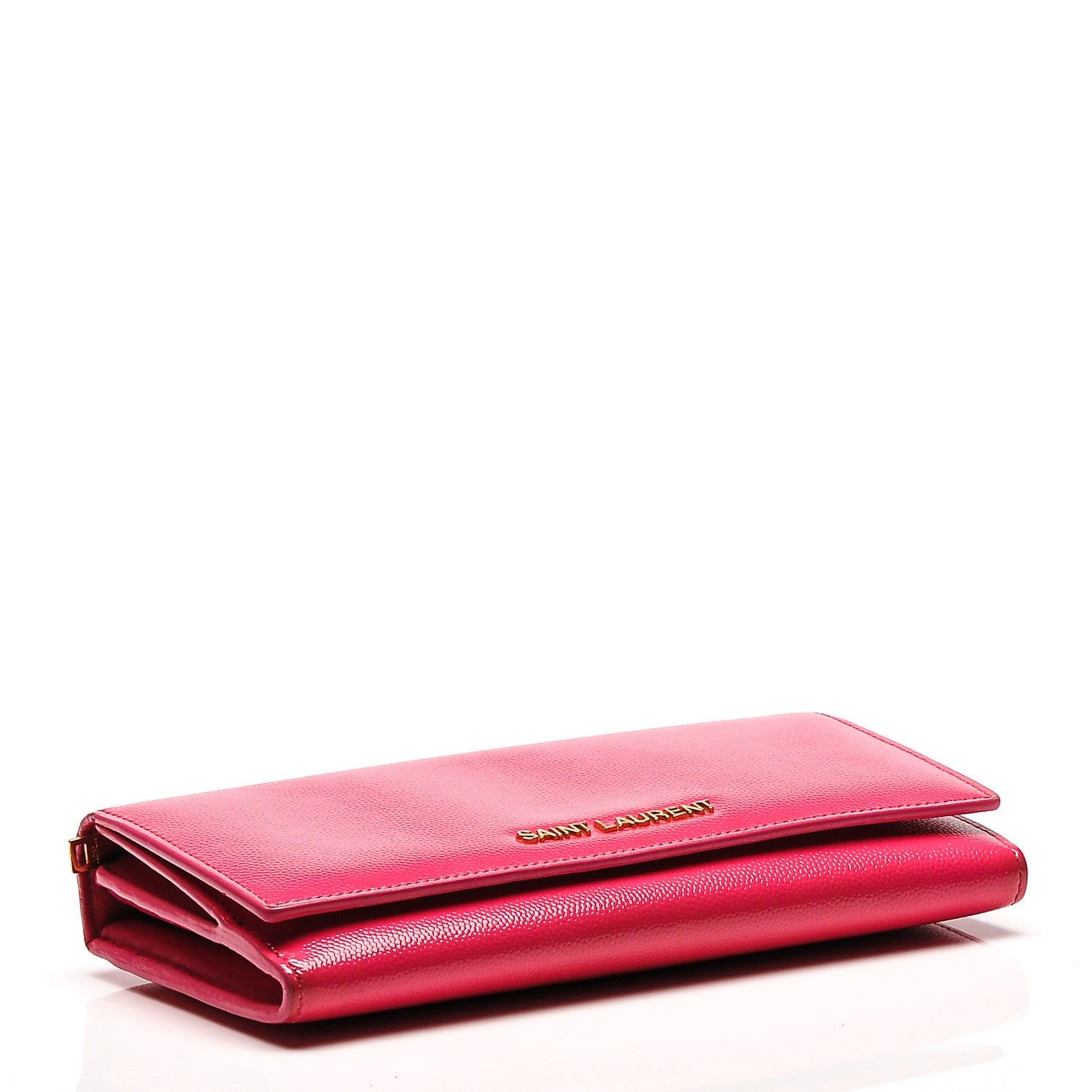Saint Laurent Patent Grain de Poudre Classic Large Letters Flap Wallet Bubblegum 4 of 6
