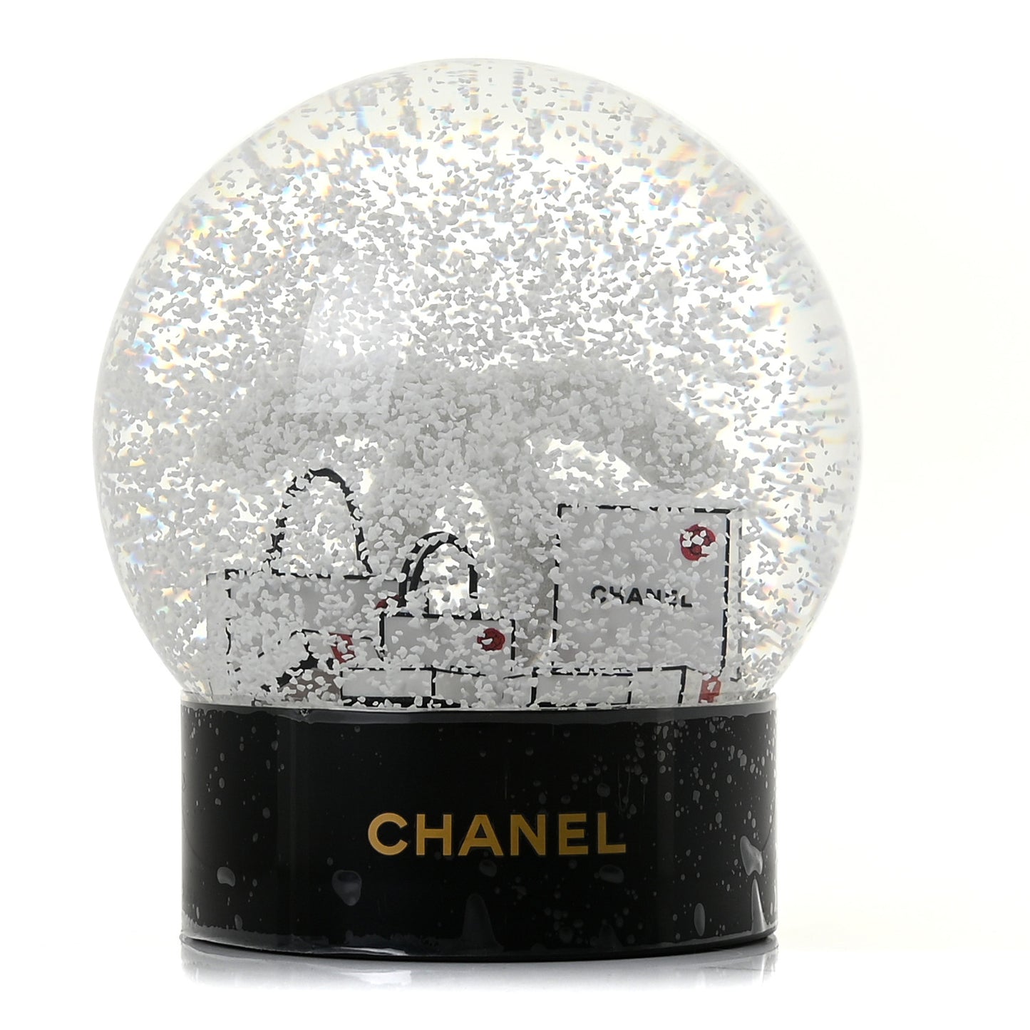 Glass CC Shopping Bag Snow Globe