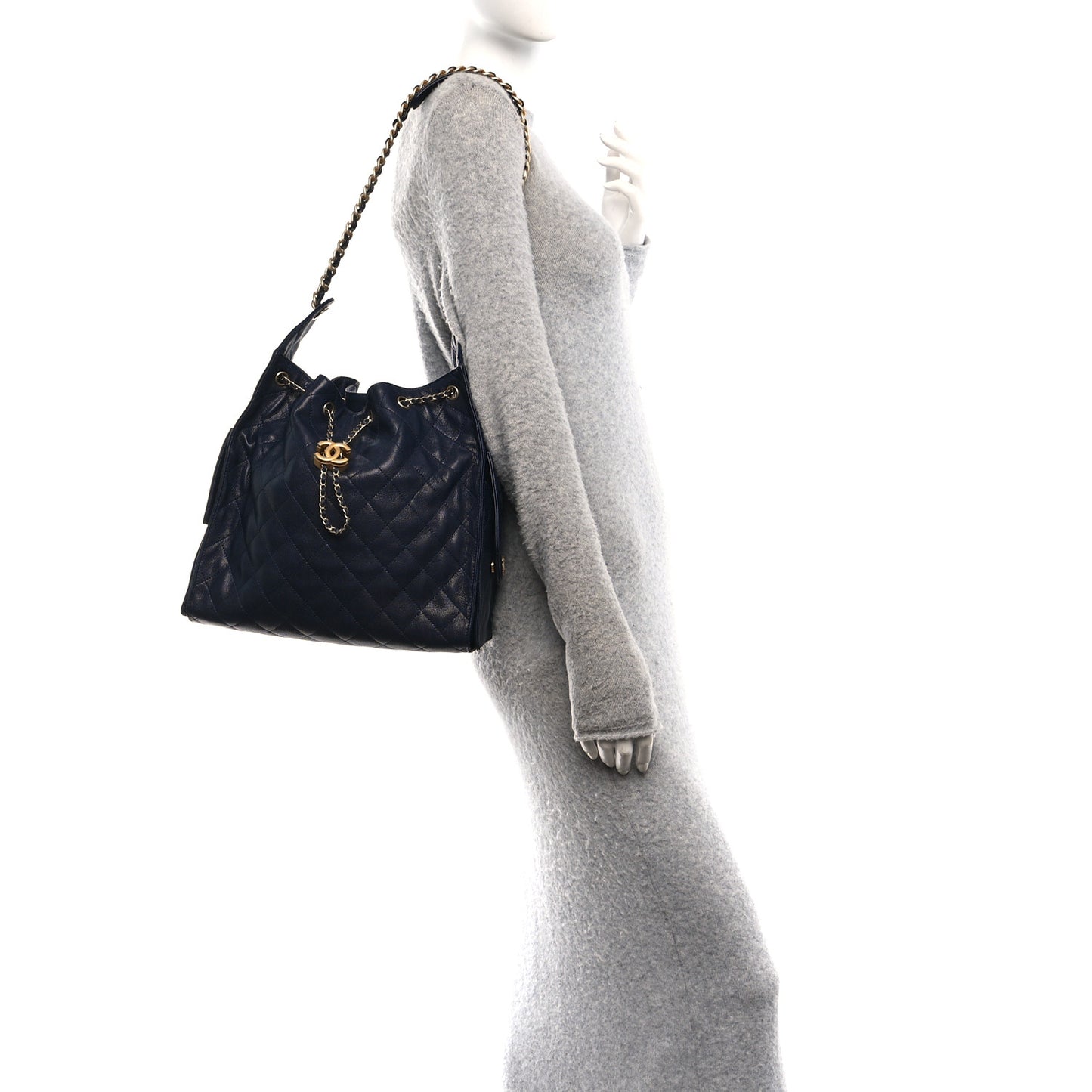 Caviar Quilted Medium Chanel 25 Handbag Dark Navy Dark Navy
