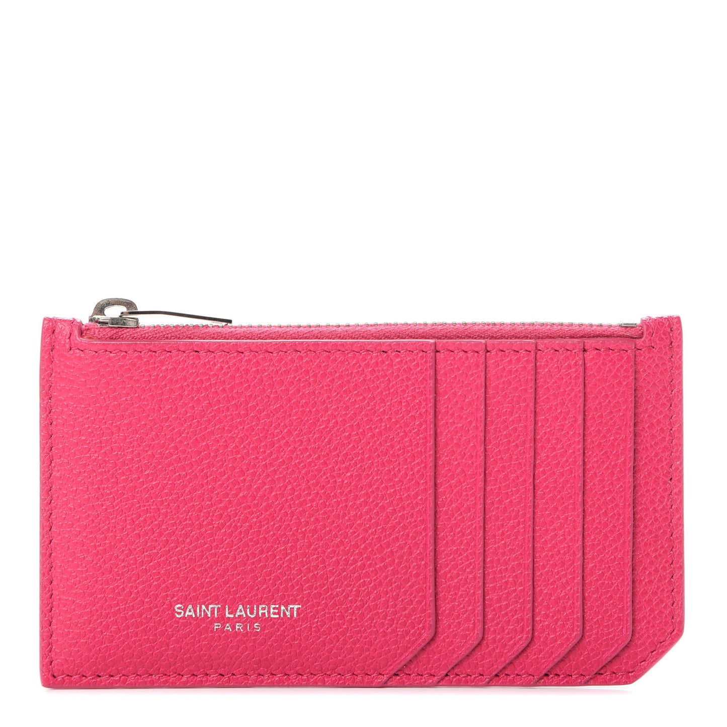 Grained Calfskin 5 Fragments Zip Pouch Card Holder Bubblegum
