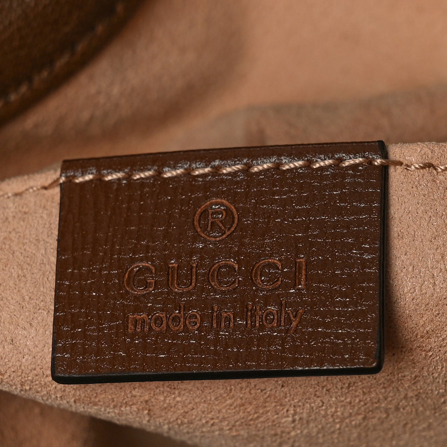 Monogram Textured Calfskin Horsebit 1955 Drawstring Bucket Bag Beige Brown Sugar
