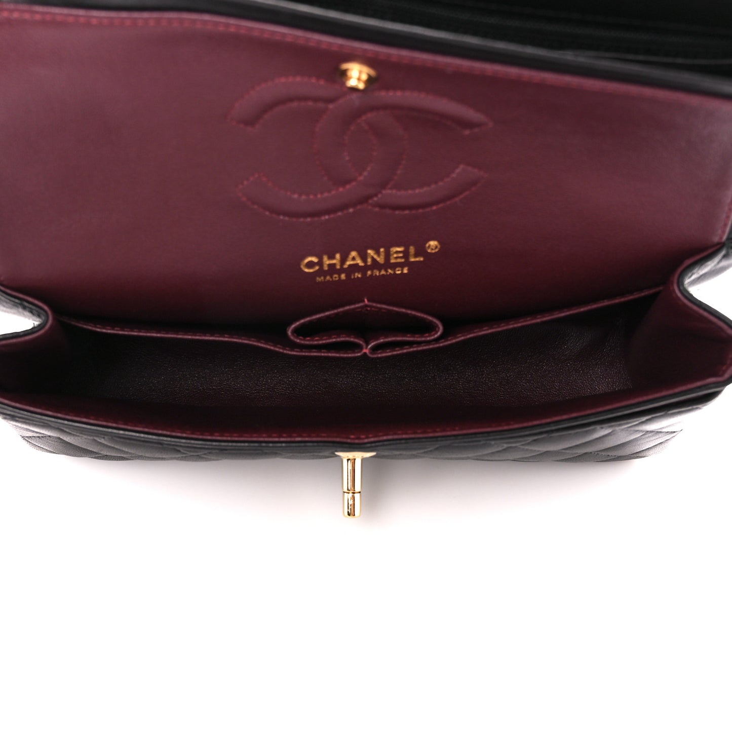 Lambskin Quilted Small Double Flap Black