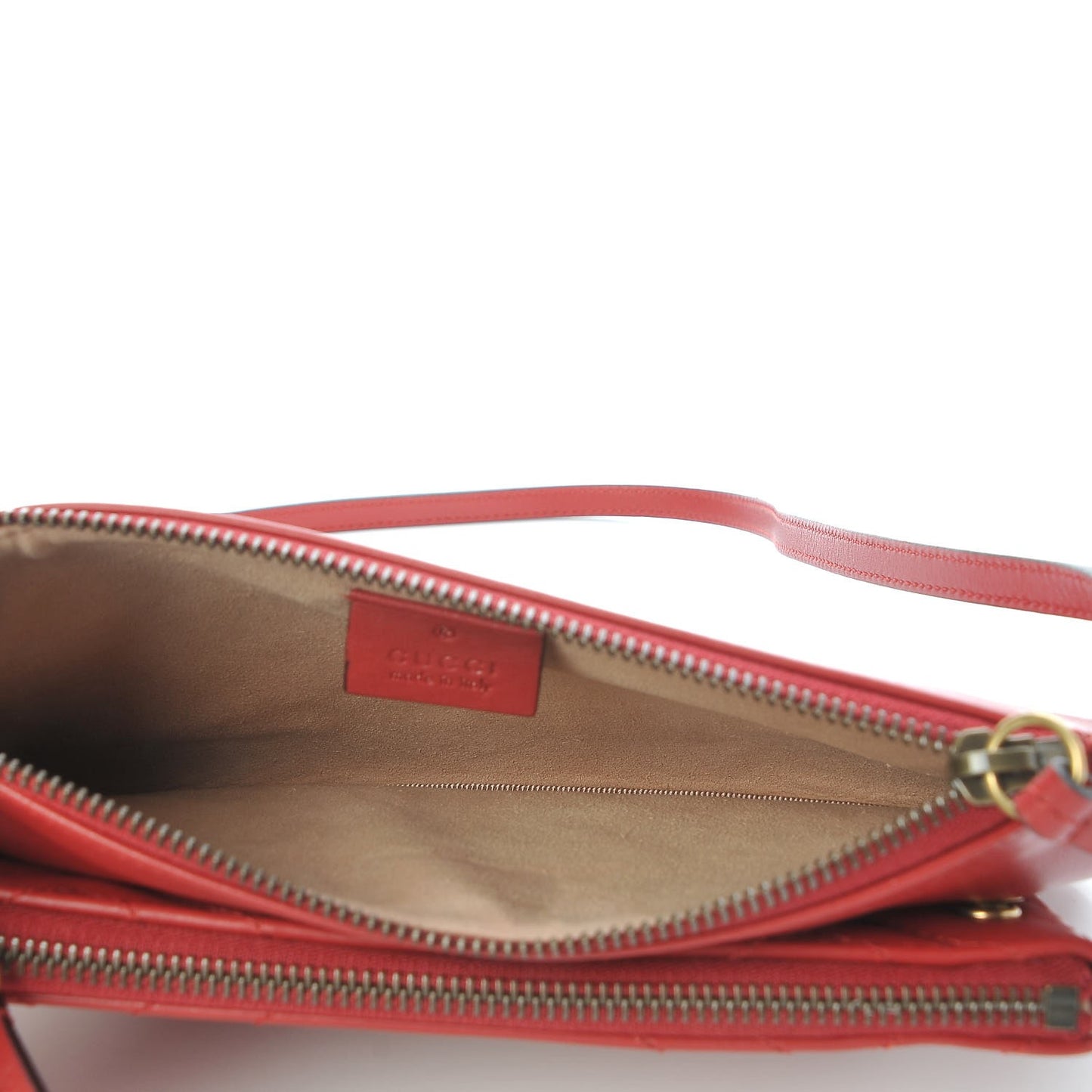 Calfskin Matelasse Small GG Marmont Double Zip Shoulder Bag Hibiscus Red