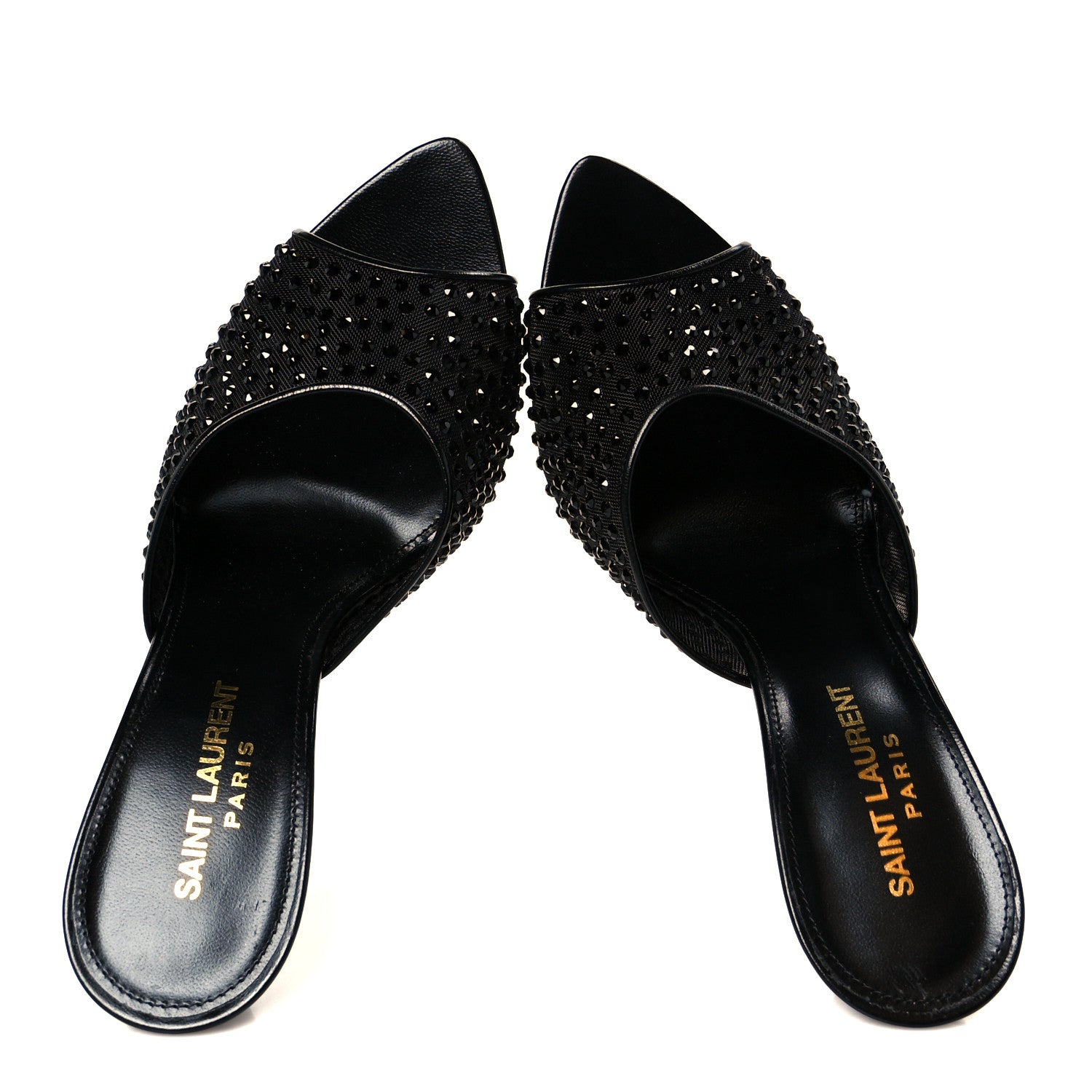 Saint Laurent Tulle Strass Gippy 110 Mule Sandals 37.5 Black 2 of 8