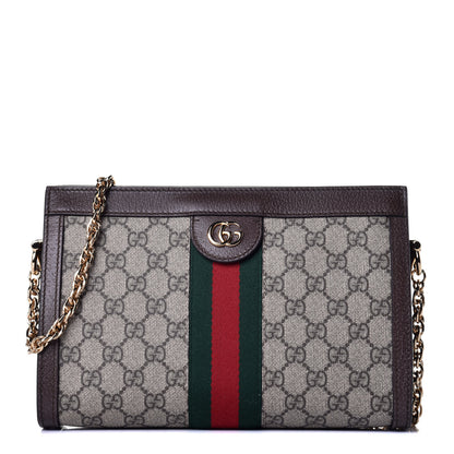 Gucci GG Supreme Monogram Web Small Ophidia Chain Shoulder Bag Brown 1 of 8