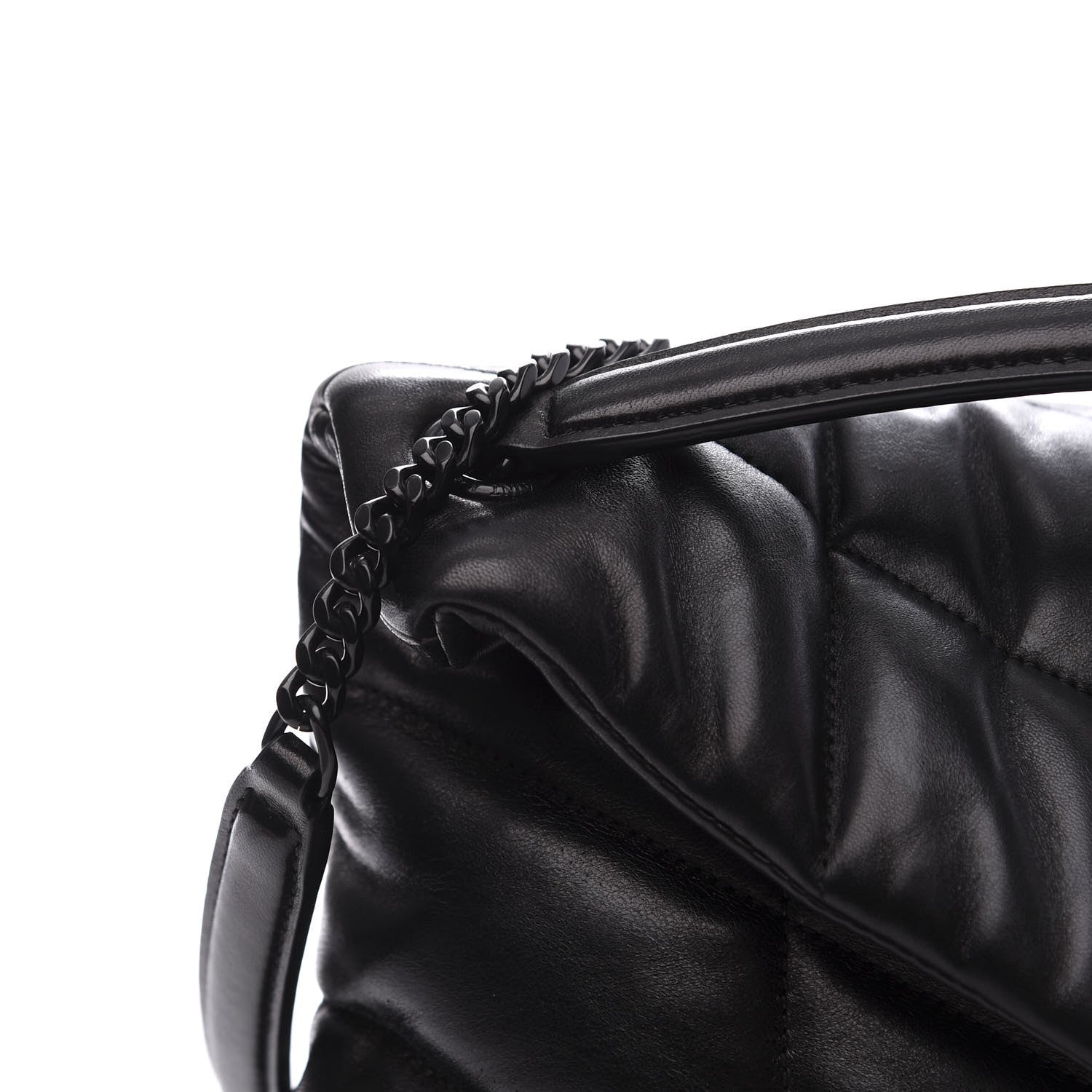 Saint Laurent Lambskin Quilted Small Loulou Puffer Monogram Chain Satchel Black 10 of 10