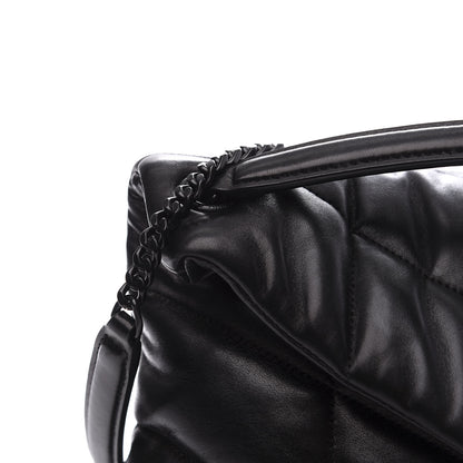 Saint Laurent Lambskin Quilted Small Loulou Puffer Monogram Chain Satchel Black 10 of 10