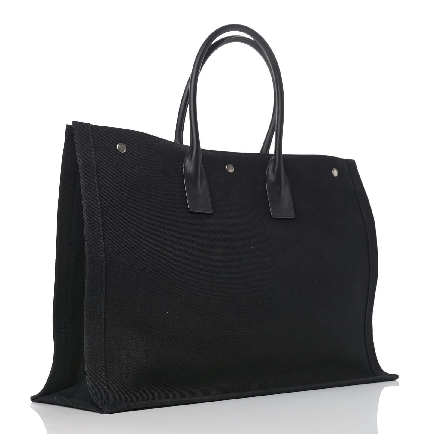 Linen Calfskin Rive Gauche Tote Black