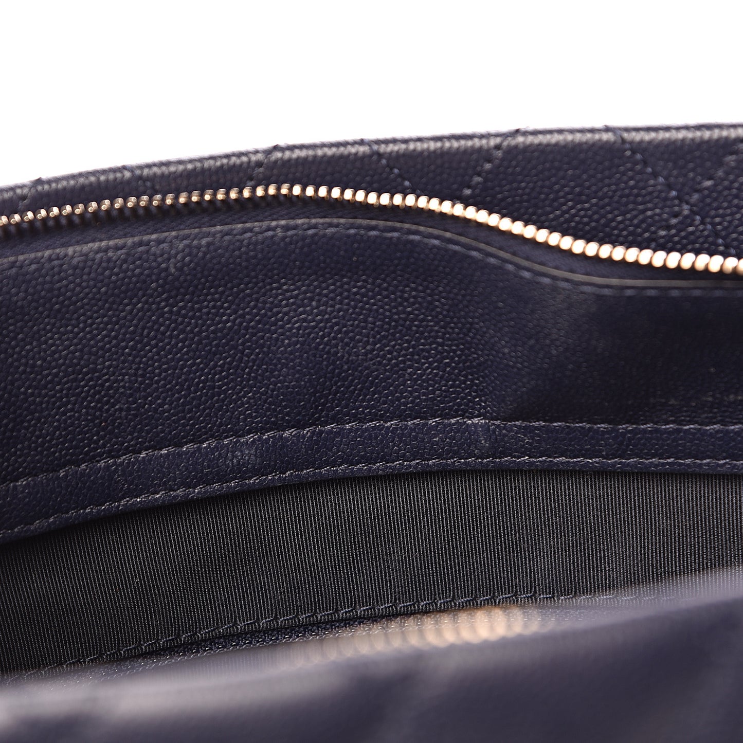 Caviar Quilted Small Zipped Shopping Tote Navy Blue