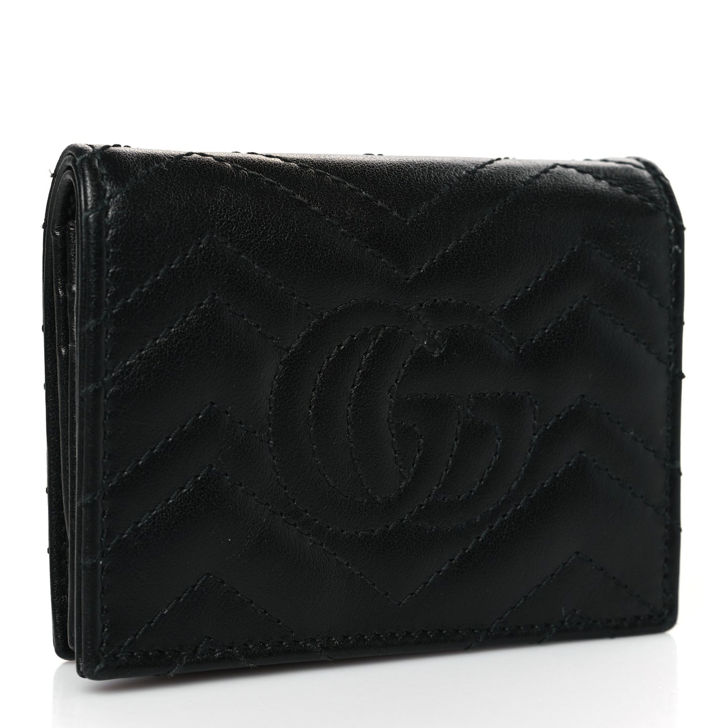 Calfskin Matelasse GG Marmont Card Case Wallet Black