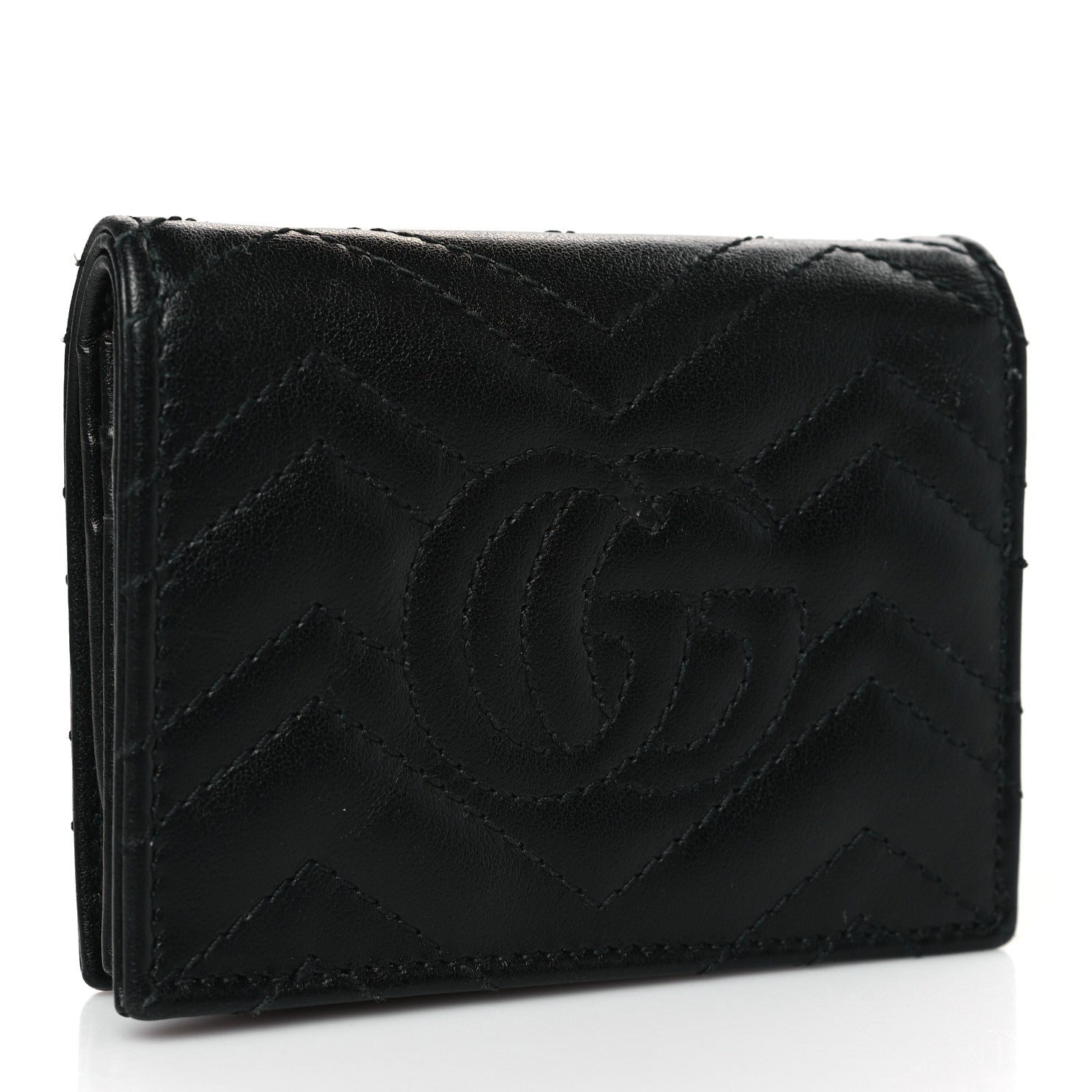 Gucci Calfskin Matelasse GG Marmont Card Case Wallet Black 3 of 7