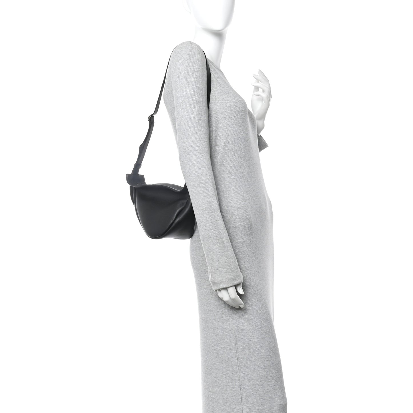 Grained Calfskin Small Slouchy Banana Bag Black
