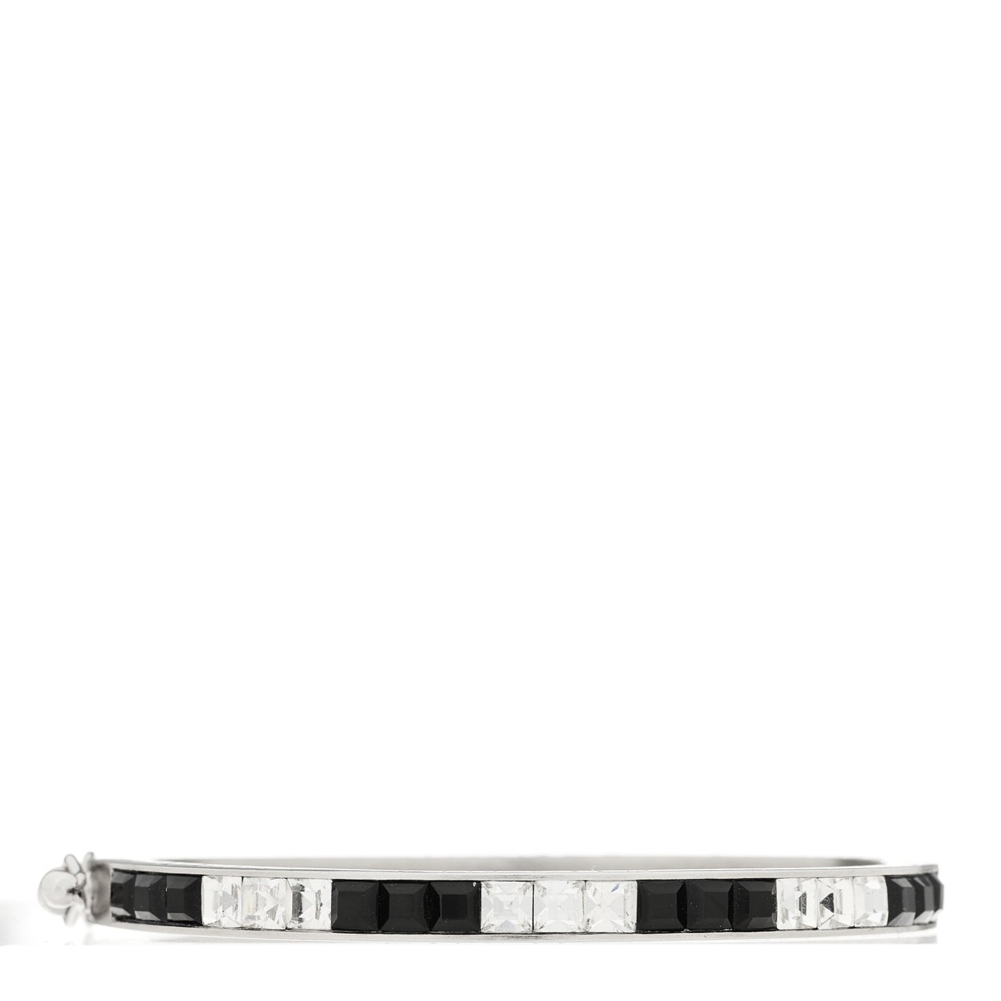 Crystal Baguette Bangle Silver Black