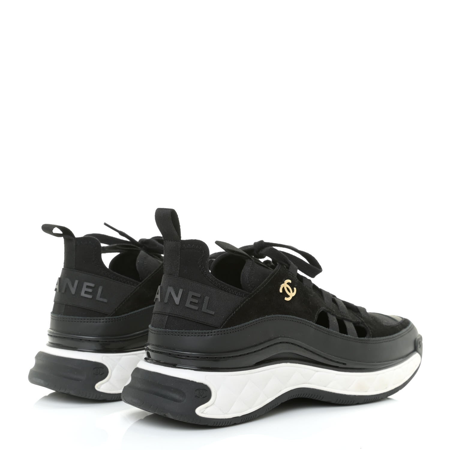 Chanel Velvet Calfskin Mixed Fibers CC Sneakers 41 Black 3 of 8