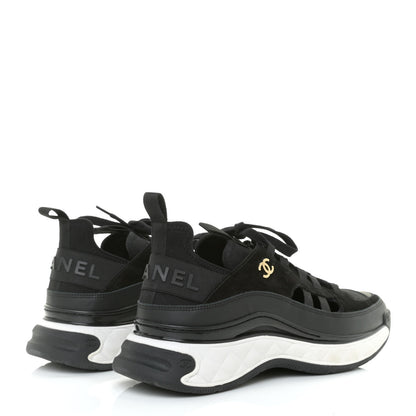 Chanel Velvet Calfskin Mixed Fibers CC Sneakers 41 Black 3 of 8