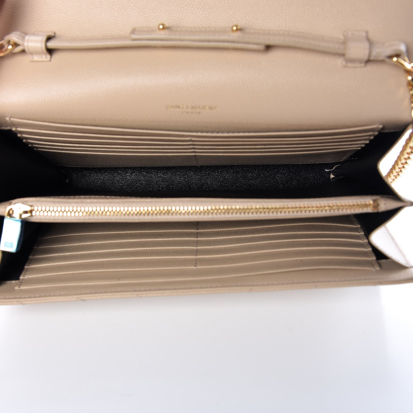 Grain De Poudre Matelasse Chevron Monogram Chain Wallet Nude Powder