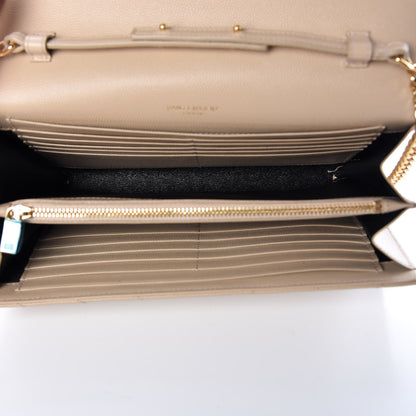 Saint Laurent Grain De Poudre Matelasse Chevron Monogram Chain Wallet Nude Powder 5 of 6