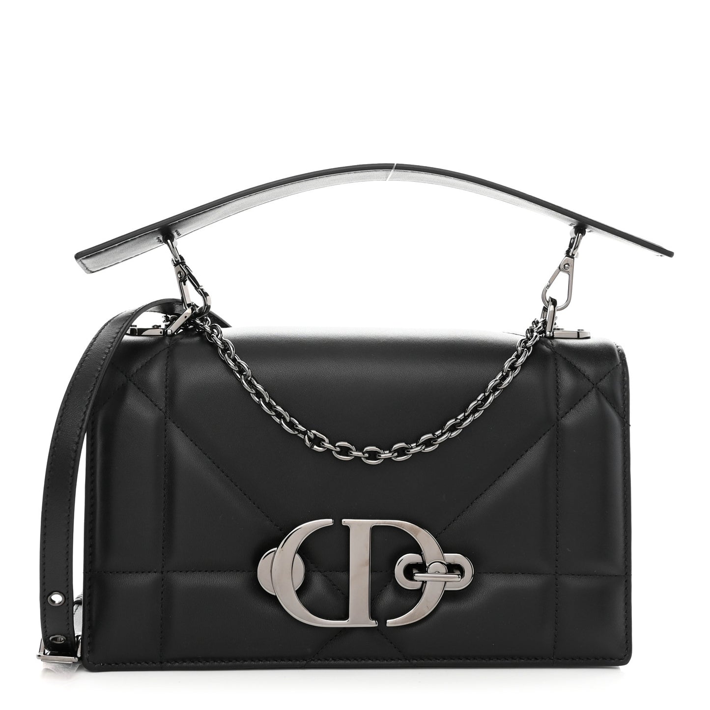 Lambskin Maxi Cannage 30 Montaigne Chain Top Handle Bag Black