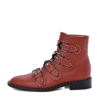 Givenchy Calfskin Studded Prue Buckle Bootie 38.5 Cognac 1 of 8