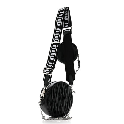 Miu Miu Nappa Matelasse Crystal Round Crossbody Bag Black 3 of 13