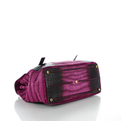 Saint Laurent Nubuck Crocodile Embossed Large Muse Two Purple 4 of 7