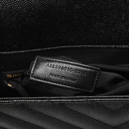 Saint Laurent Grain De Poudre Matelasse Chevron Large Monogram Satchel Black 8 of 8