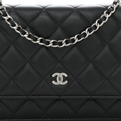 Chanel Lambskin Quilted Wallet On Chain WOC Black 10 of 12