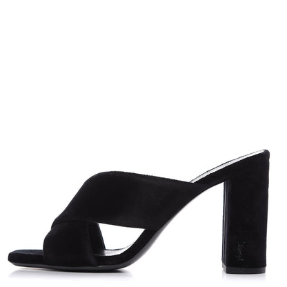 Saint Laurent Velvet LouLou 95 Mules 39 Black 1 of 9