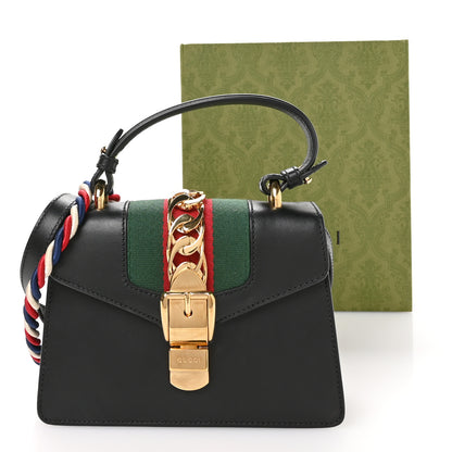 Gucci Calfskin Mini Sylvie Top Handle Bag Black 11 of 11