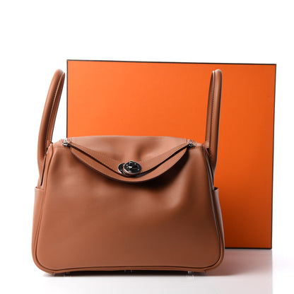 Hermes Swift Epsom Lindy 26 Tressage De Cuir Gold Bleu Du Nord 15 of 15