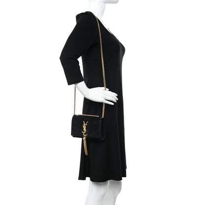 Saint Laurent Suede Small Classic Monogram Kate Tassel Satchel Black 2 of 12