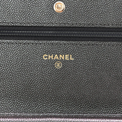 Chanel Iridescent Caviar Quilted Wallet On Chain WOC Black 5 of 10