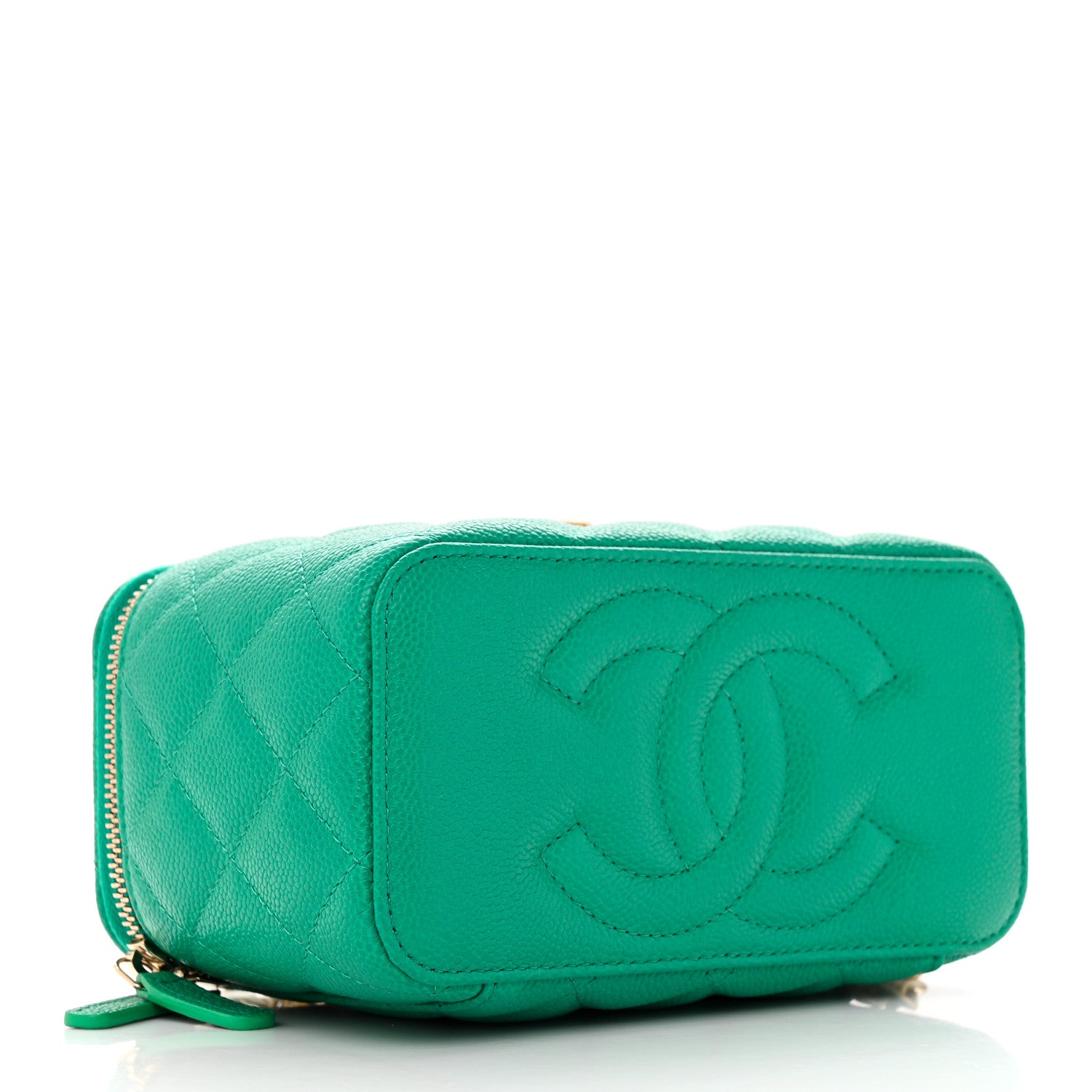 Chanel Caviar Quilted Sweetheart Vanity Case Green 4 of 12