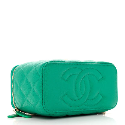 Chanel Caviar Quilted Sweetheart Vanity Case Green 4 of 12