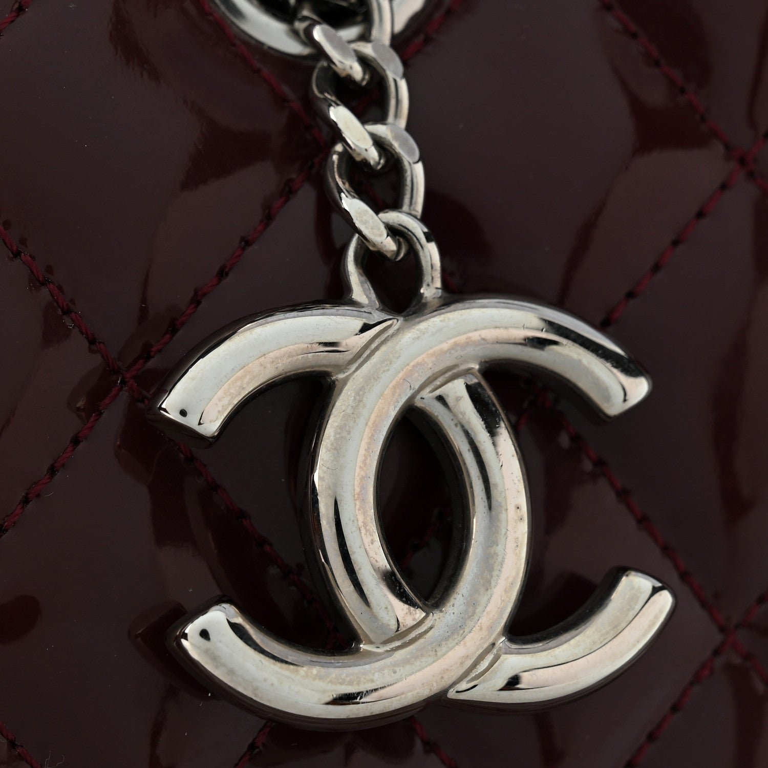 Chanel Patent Quilted Large Just Mademoiselle Bowling Bag Plum 13 of 13