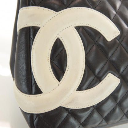 Chanel Calfskin Quilted Large Cambon Flap Black White 5 of 11