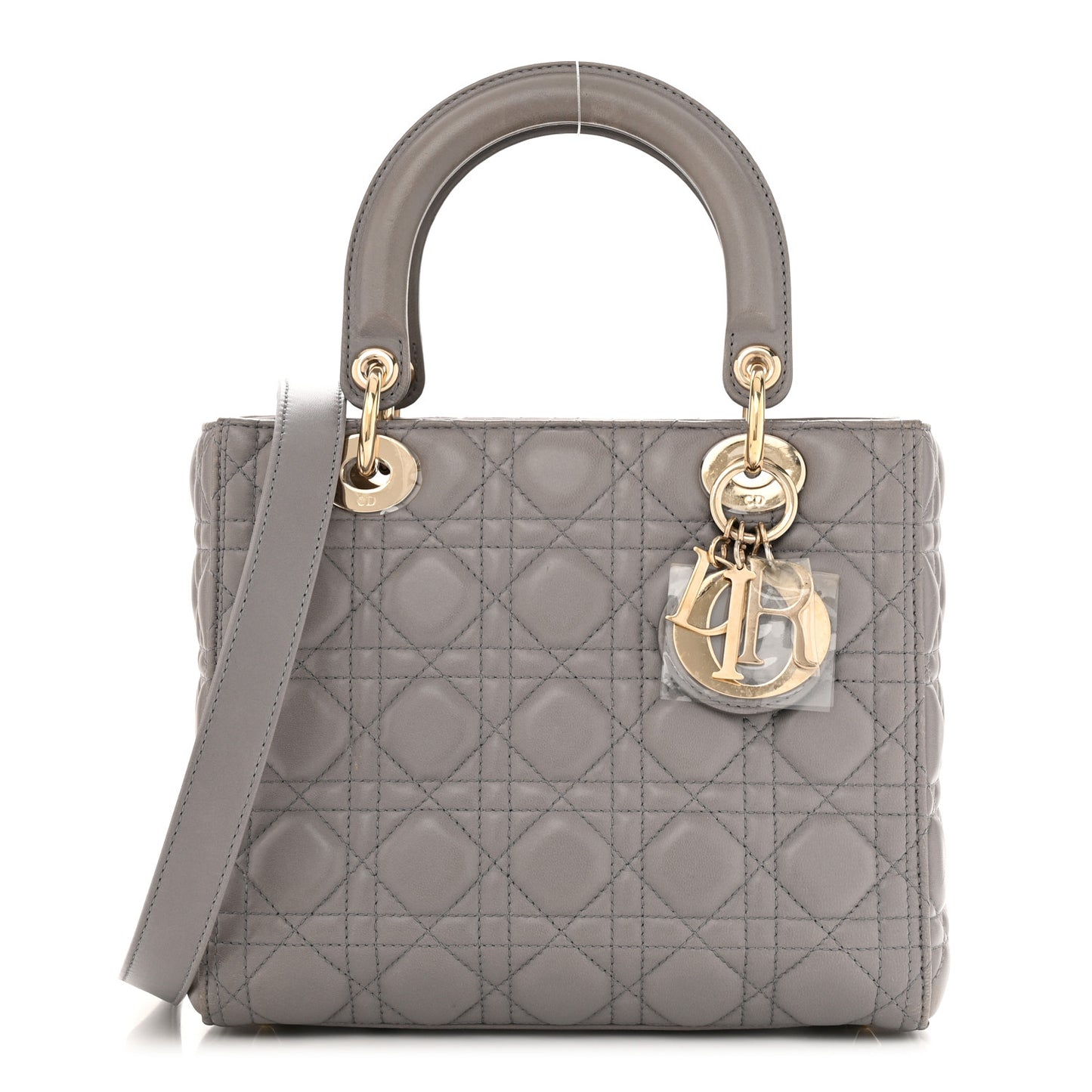 Lambskin Cannage Medium Lady Dior Grey