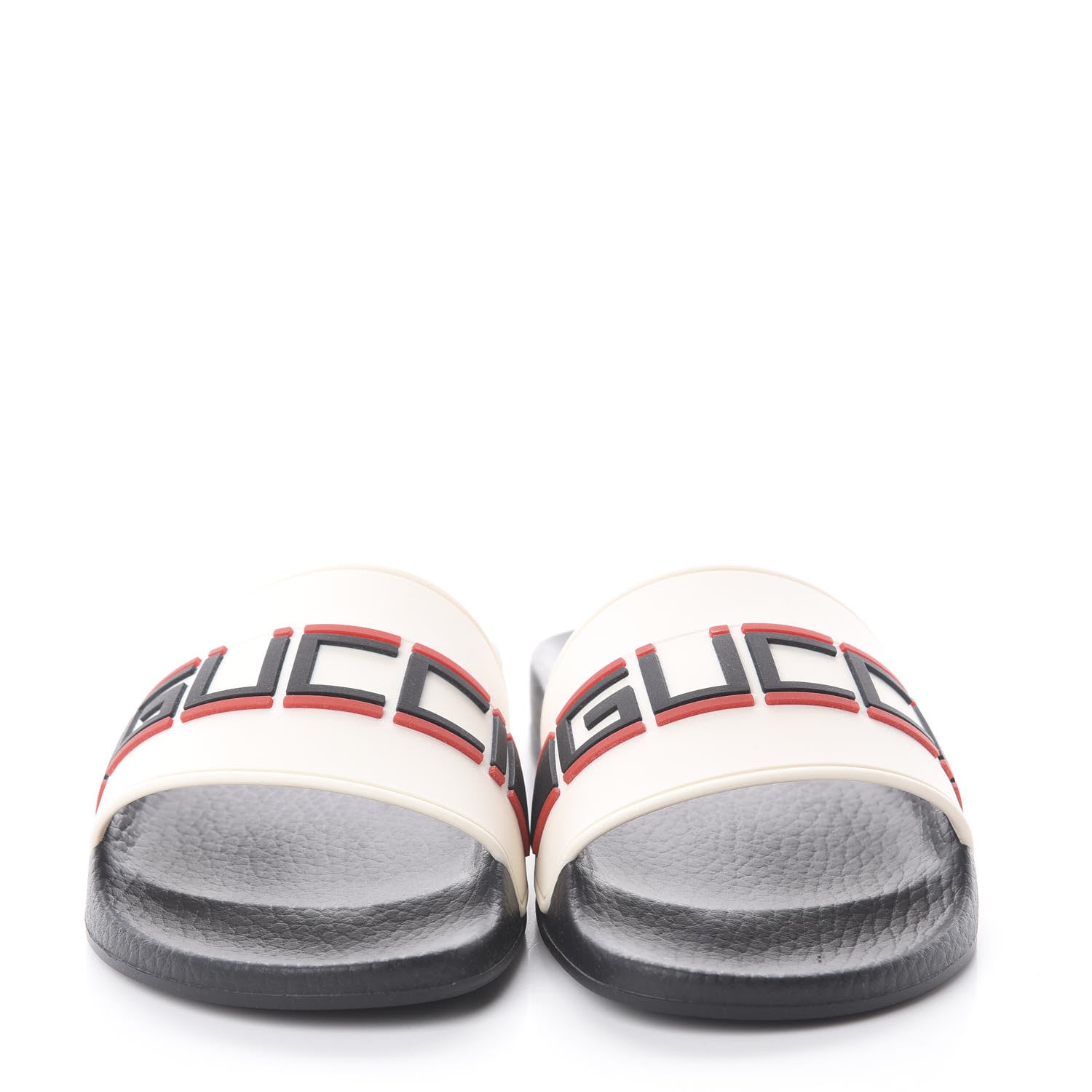 Gucci Rubber Stripe Womens Pool Slide Sandals 36 Ecru Poppy Black 3 of 6
