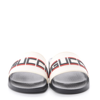 Gucci Rubber Stripe Womens Pool Slide Sandals 36 Ecru Poppy Black 3 of 6