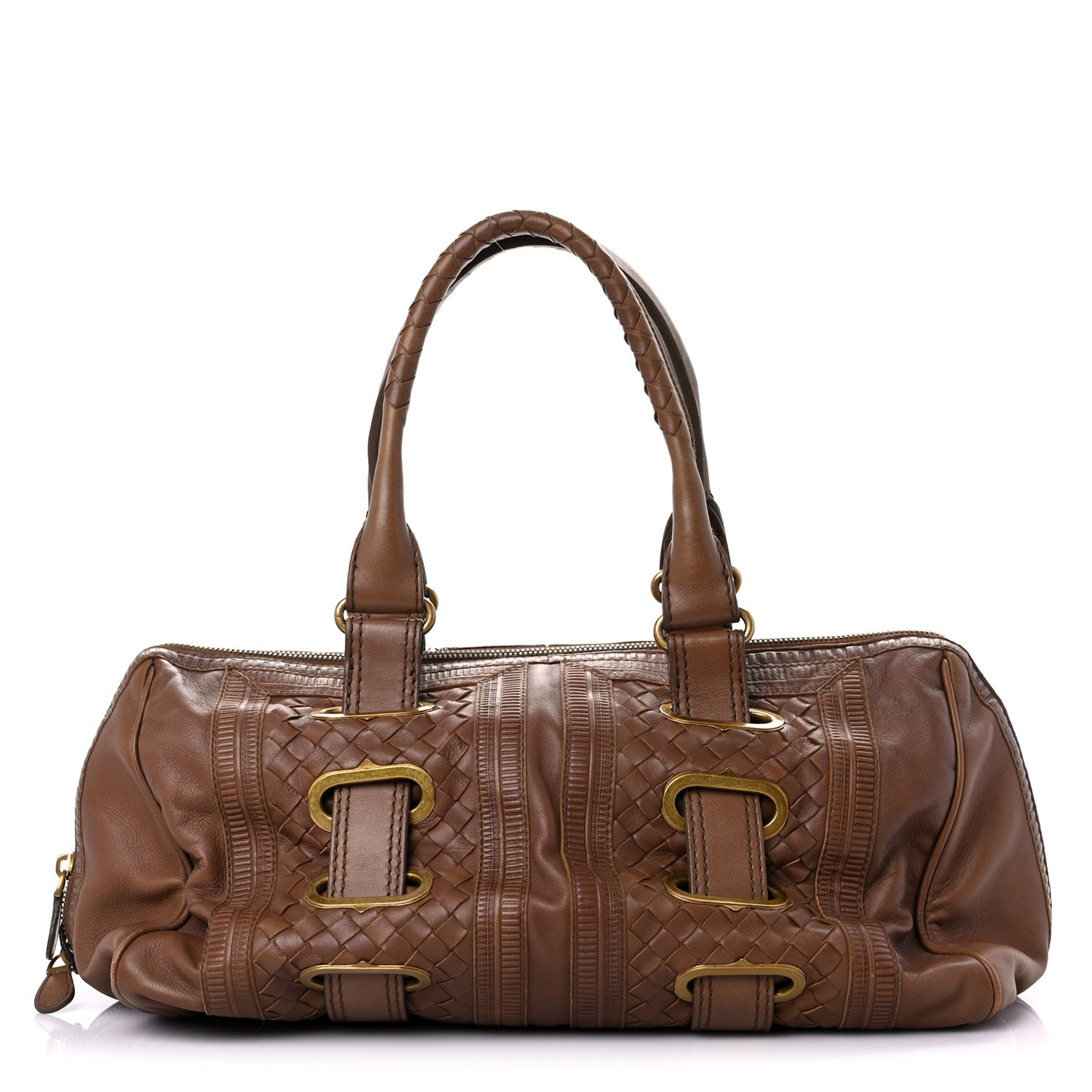 Nappa Intrecciato Accordion Satchel Noce