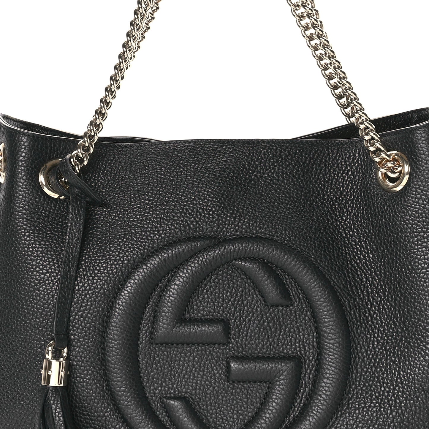 Pebbled Calfskin Medium Soho Chain Shoulder Bag Black