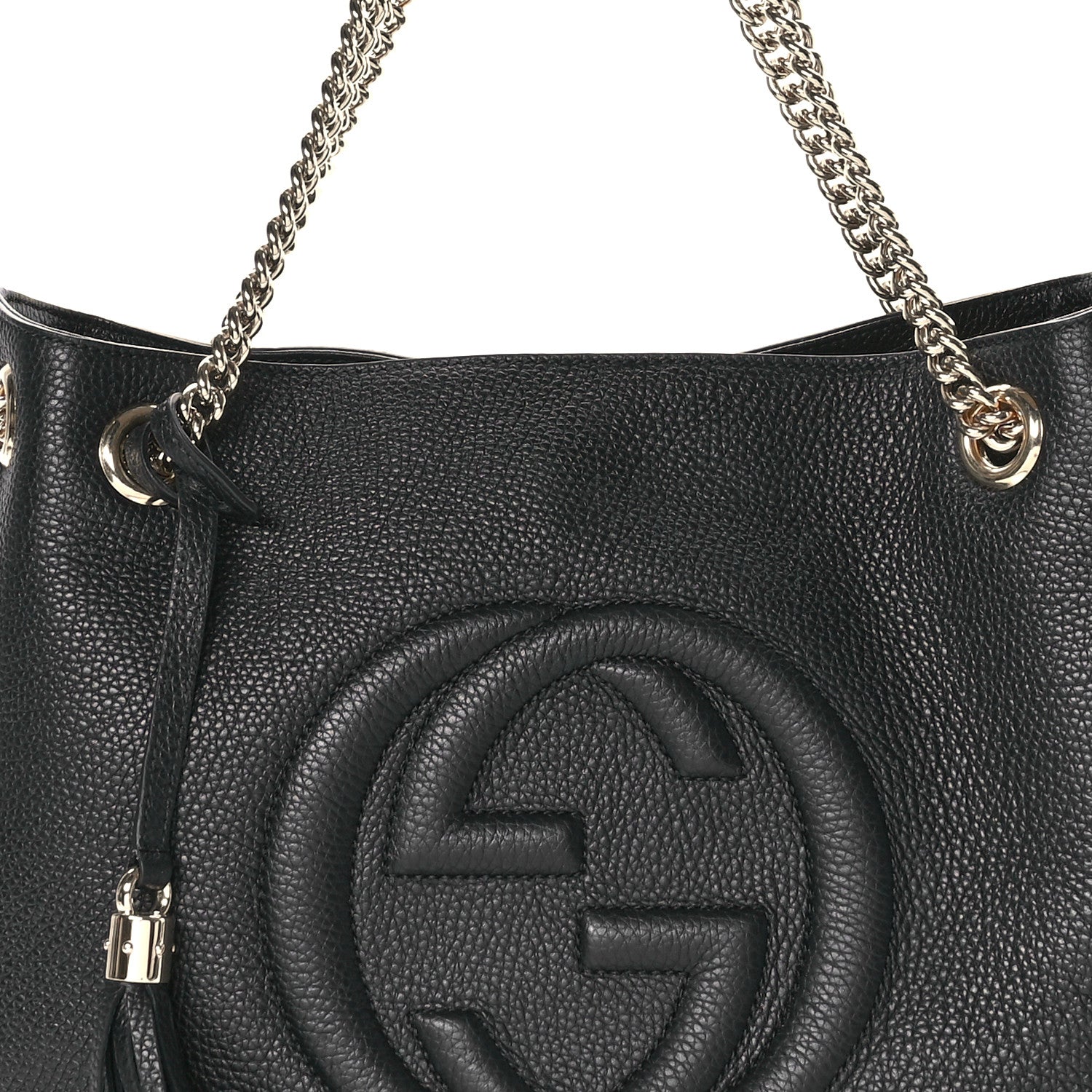 Gucci Pebbled Calfskin Medium Soho Chain Shoulder Bag Black 8 of 11