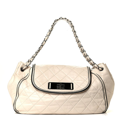 Chanel Lambskin Quilted Large East West Accordion Flap Ivory 1 of 7