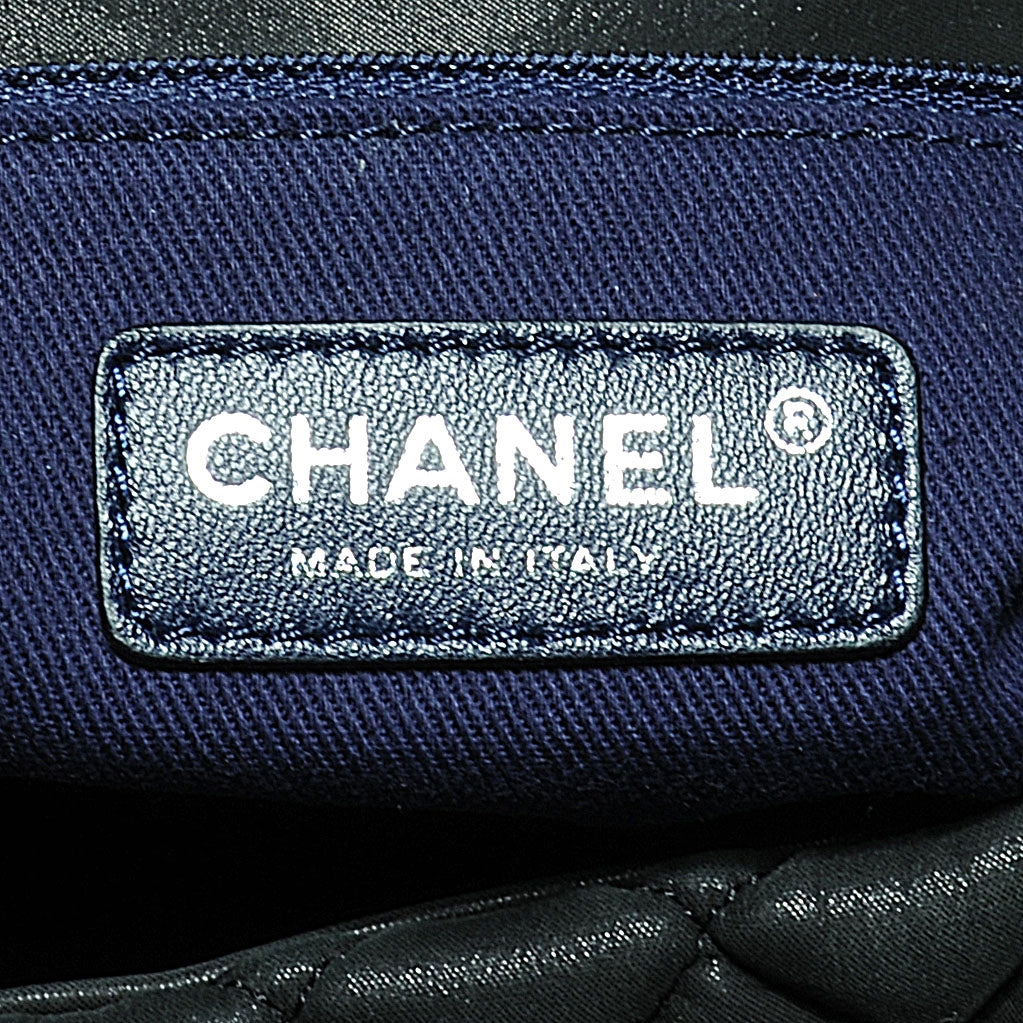 Iridescent Calfskin Small New Bubble Flap Anthracite